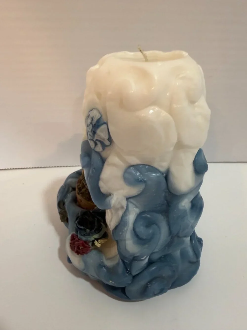 NOAH'S ARK Hand Carved Ribbon Wax Pillar Artisan Candle Vintage 80's- 90s